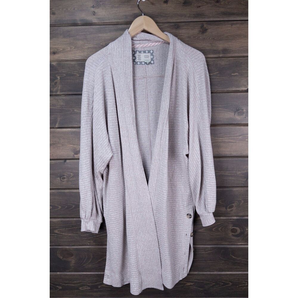 Anthropologie Saturday Sunday Acadia Cloudfleece Cardigan Duster Beige Large